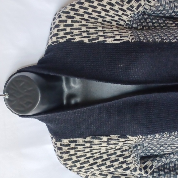 Ruby Moon Long Cardigan Sweater, black & cream, wool blend, Size Small - Picture 2 of 6